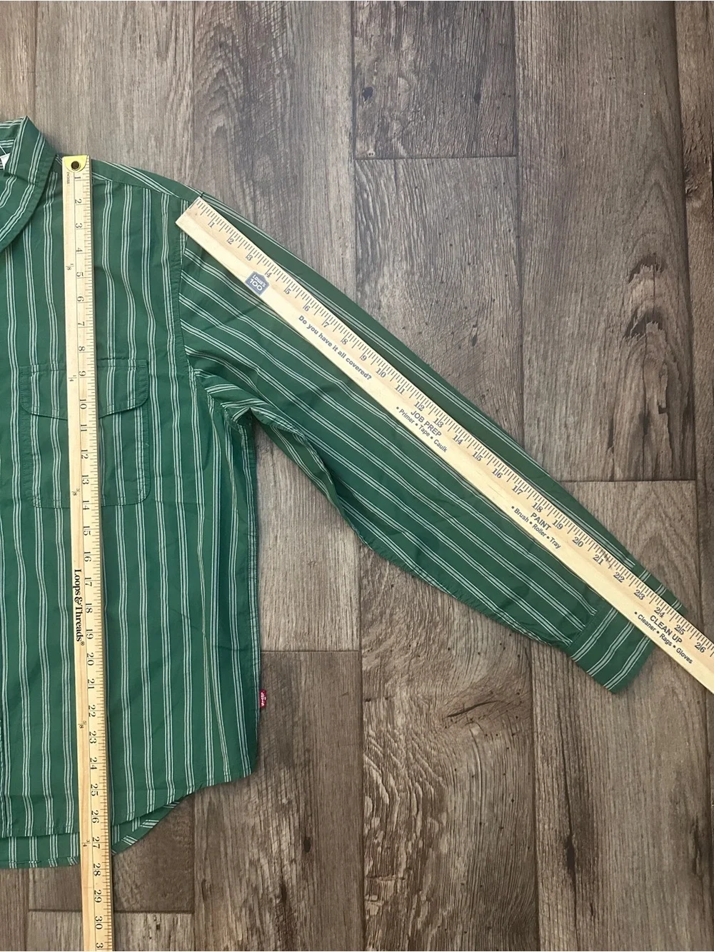 Levi's Relaxed Crop Casual Formal Button-Down Shirt Men’s Sz M Striped Green